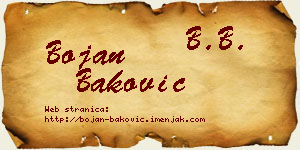 Bojan Baković vizit kartica